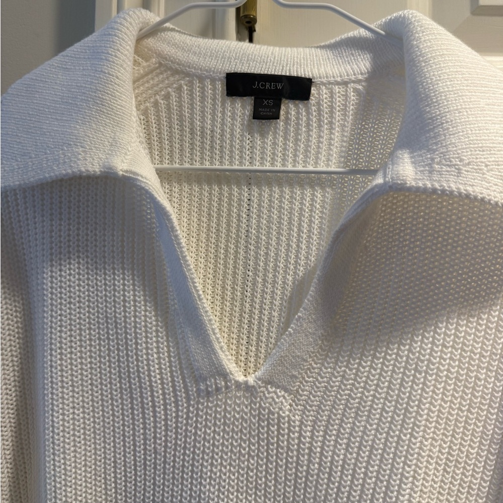 J. Crew Women's White Knit V-Neck Sweater - Picture 3 of 6